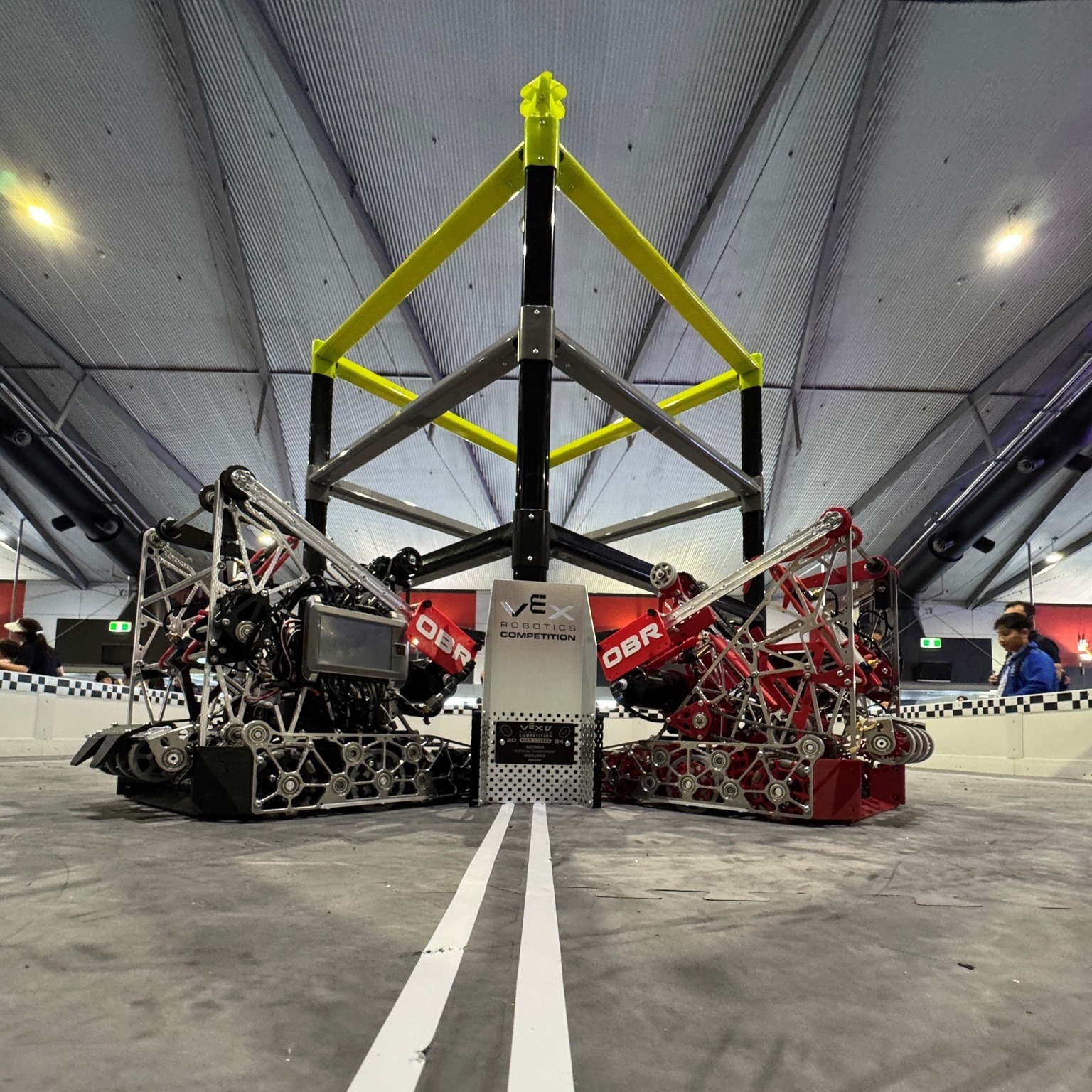 Old Barker Redbacks VEX U robots at competition